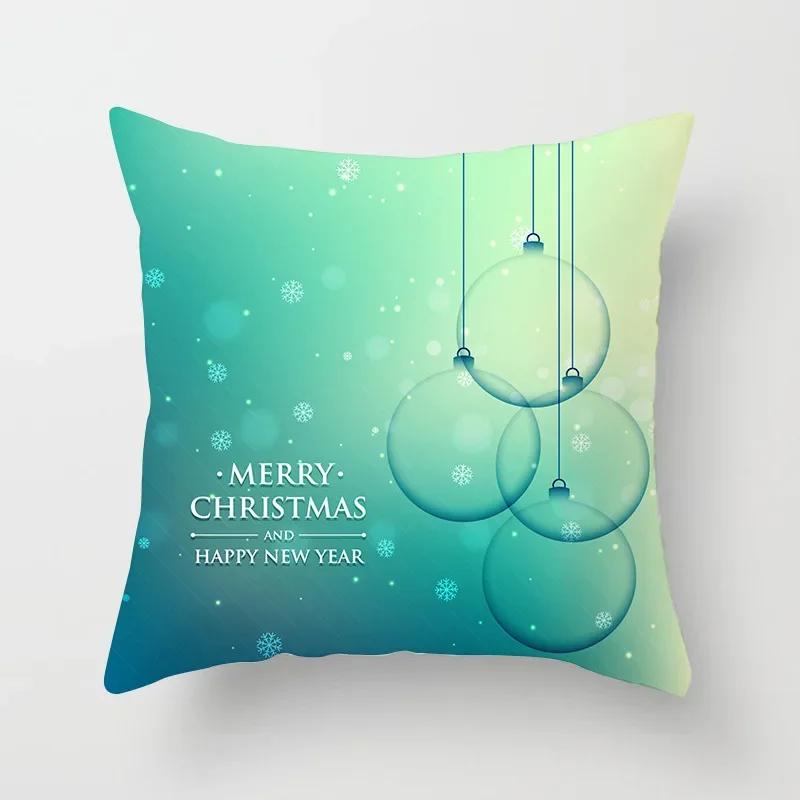 

Home Decor Blue Christmas Cushion Cover Peach Skin Snowflake Print Cushion Cover Square Antifouling Sofa Cover funda de almohada 12x12Inch
