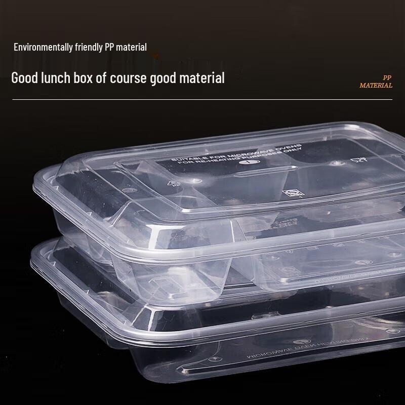 JINGRX Disposable 3-Compartment Meal Prep Containers with Lids