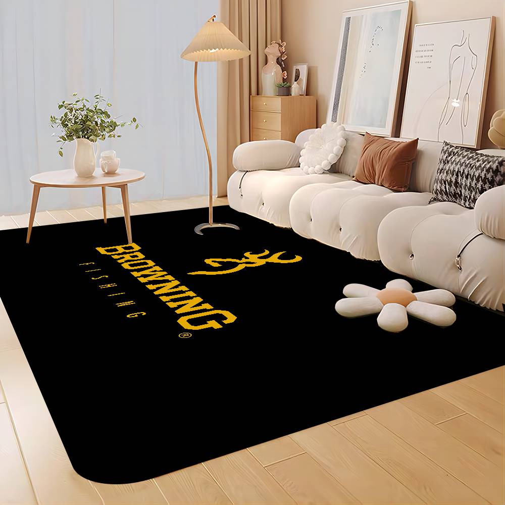 B-Browning Logo Room Mats Retro Multiple Choice Living Room Kitchen Rug Non-Slip Welcome Rug