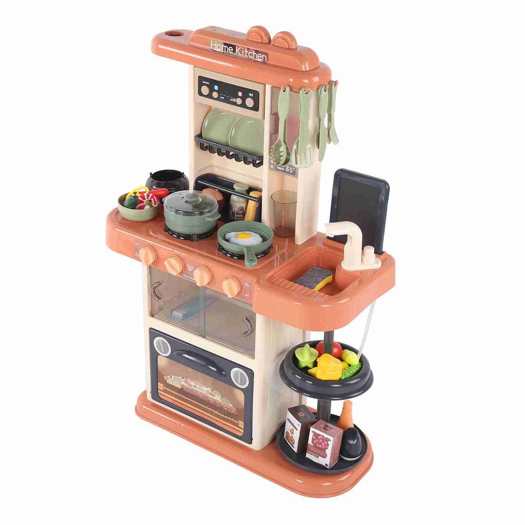 Set Jucării de Gătit cu Spray de Bucătărie Simulare pentru Copii Jucărie Ustensilă de Bucătărie pentru Joc de Rol pentru Copii(Roșu-brun )