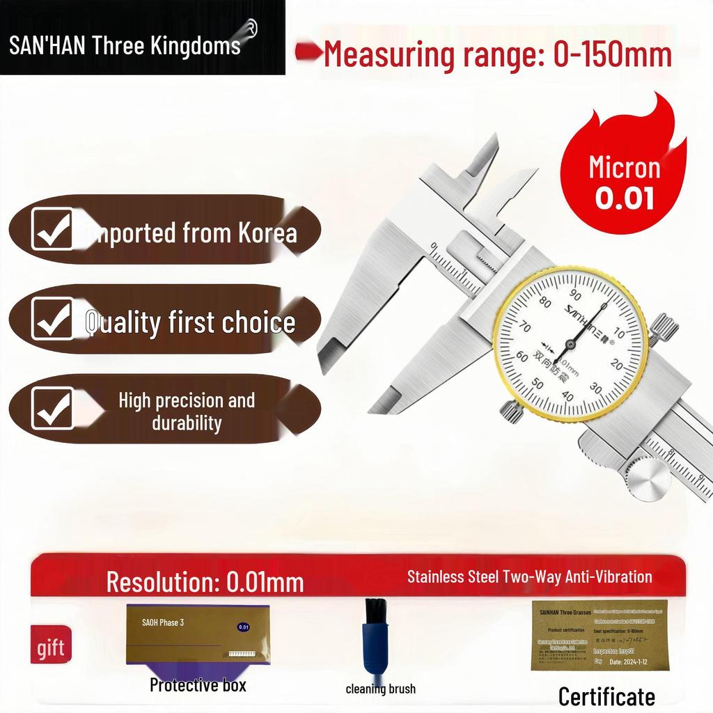 High Precision Shockproof Dial Vernier Caliper 150-300mm