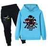 PB1172 Kids Boys Girls NINJA KIDZ Cartoon Print Long Sleeves Hoodie Trousers 2pcs/Sets