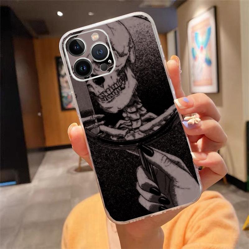 

Skeleton Art Phone Case Carcasa Funda For iPhone 17 Pro Max Air 16 15 14 13 Pro Max 15 16 Pro 15Plus 16E Case iphone 15Pro