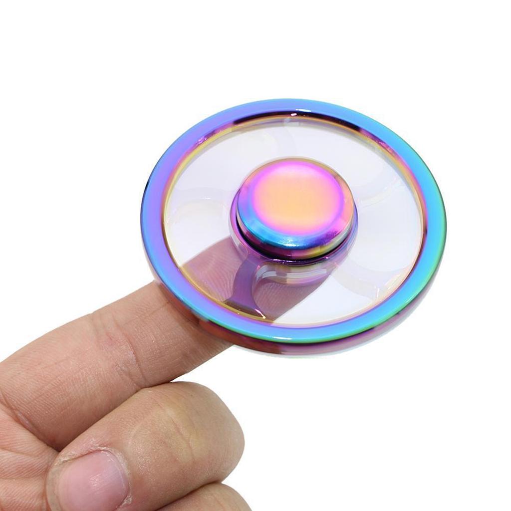 Regenbogen Farbe Aluminium Rad Runde Hand Finger Spinner Zappeln EDC Fokus Spielzeug Gyro