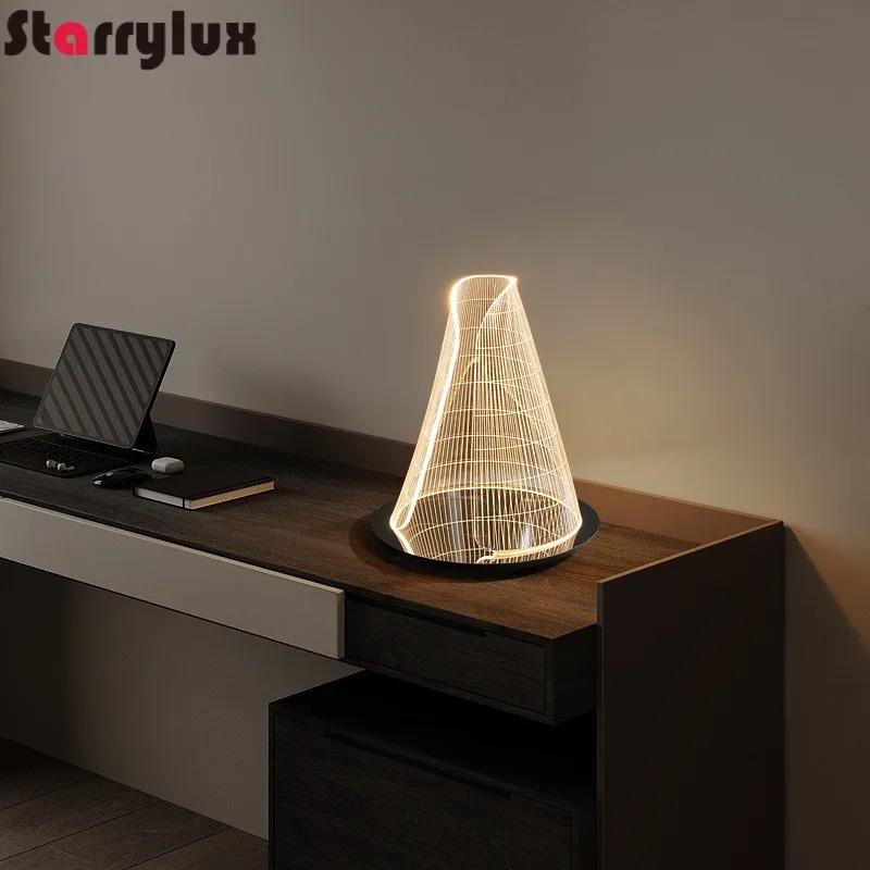 

Современный минималистичный металлический ночник, атмосфера для спальни, акриловая настольная лампа L