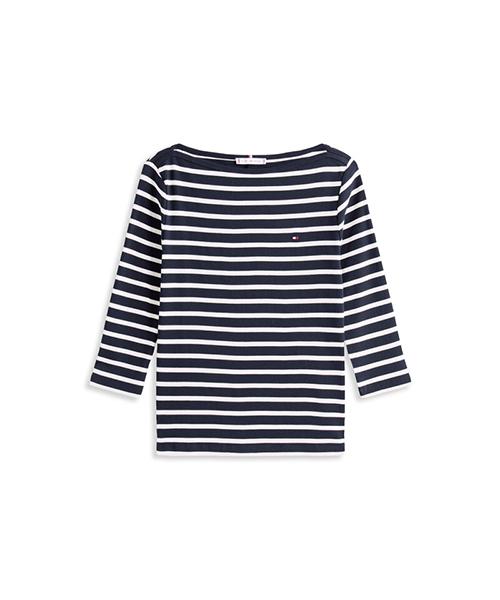 Tommy Hilfiger Slim Boat Neck Striped T-Shirt (T22G1Tto050Wt302C)