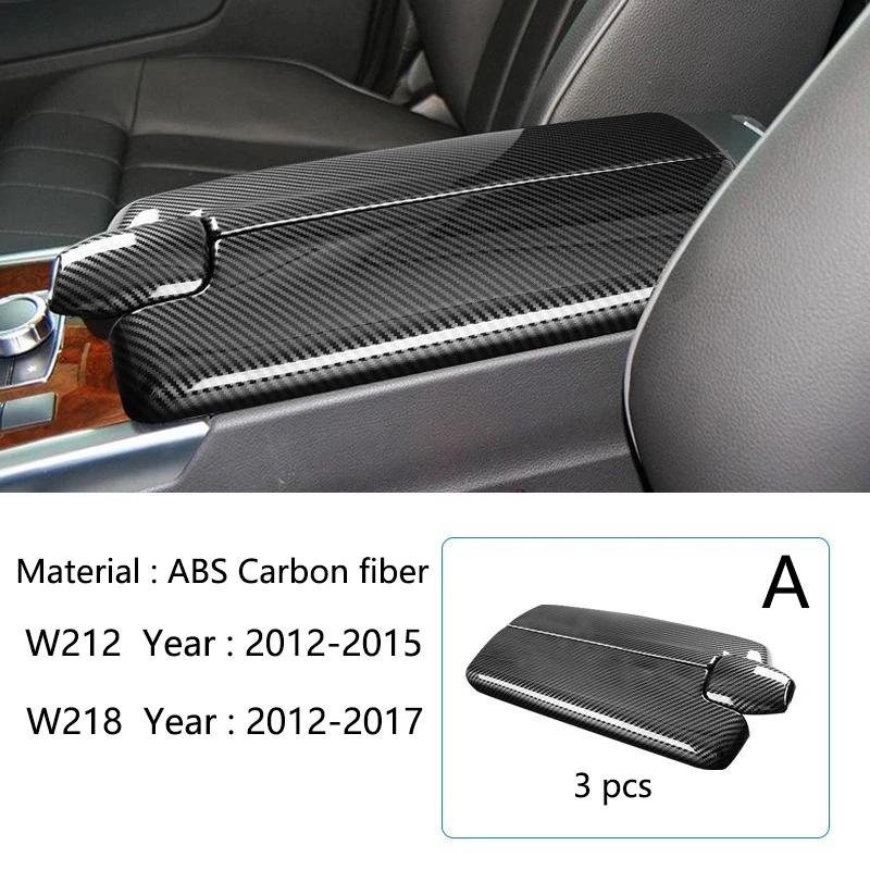 For Mercedes Benz E Class W212 CLS W218 Carbon fiber Accessories Center Console Lid Armrest Box Trim Protective Cover Sticker