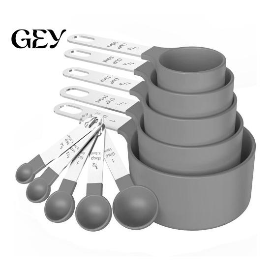 Kitchen Measurement Set 10Pcs Measuring Cups And Spoons Set, Stainless Steel for Dry Liquid Ingredients, Nesting Baking Tools, Gadgets Wet Ingredient