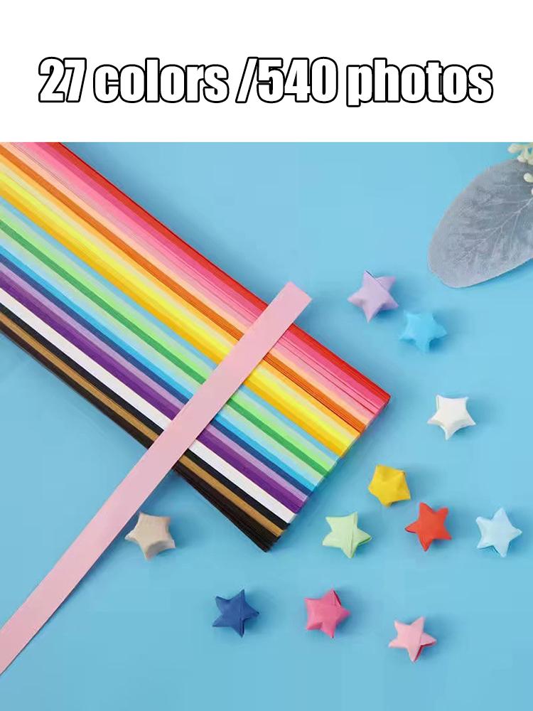 540 listů Hvězda Origami Gradientní Šťastná Hvězda Pětiúhelníková Hvězda Diy Ručně Vyráběná Oboustranná Směs 27 Barev