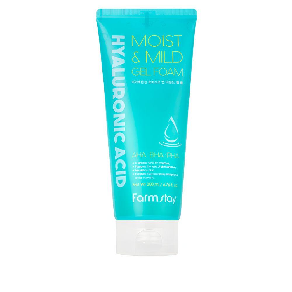 Farmstay Hyaluronic Acid Moist & Mild Gel Foam Hydrating Gentle Facial Cleanser 200ml