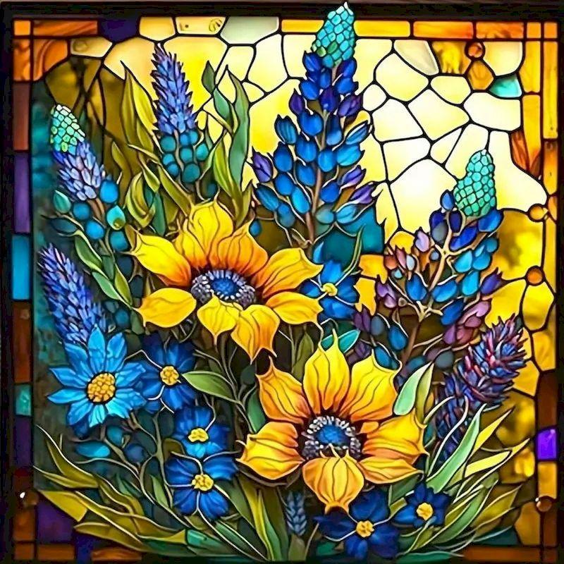 CHENISTORY 5D DIY Diamond Painting Flower Diamond Embroidery Paintings Accessories Number Full Square/Round Rhinestone Picture Full Round 30x30cm
