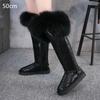 Fashion Fur One Real Fox Hair Over The Knee Boots Inside Elevating Women'S Boots Long Boots Super High Leather Waterproof Snow Boots