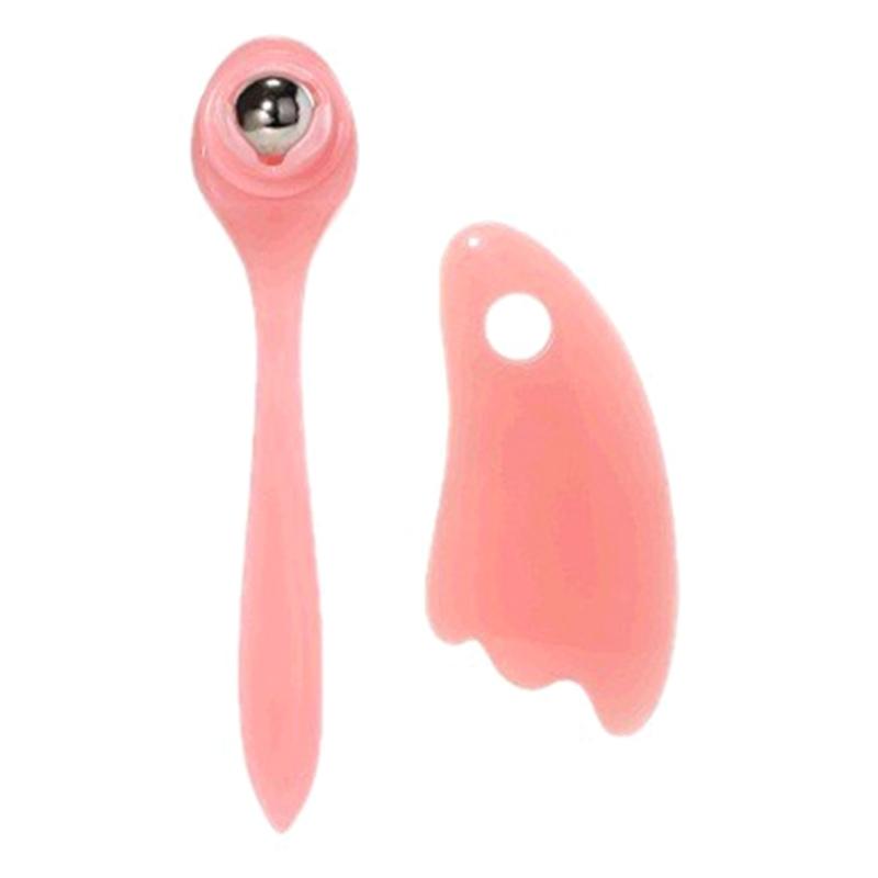 

Two Function Eye Care Tool Stainless Steel Roller and Face Shaping Scraping Board for Puffiness Relief 1