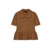 Spring New Women Clothes Graceful Lapel Short Sleeve A- Line Short Skirt Hem Knitted Outerwear 2142012