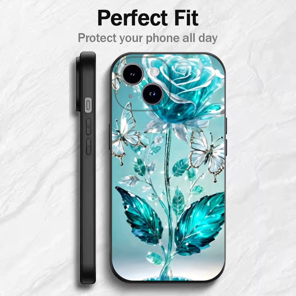 2016 Luxury Flower B Phone Case For 17 16 15 14 13 12 11 Mini XS XR X 6S 6 Pro Max Plus Black Soft Cover