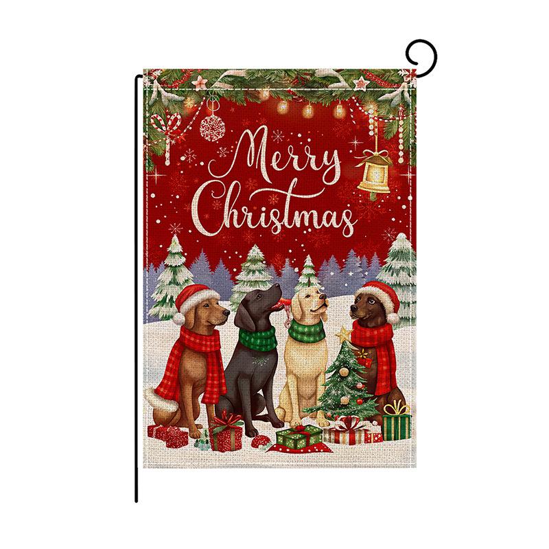 Weihnachten Bedruckte Gartenflagge Polyester Doppellagig Bedruckte Outdoor-Flagge Hof Dekorativ Bunte Flagge
