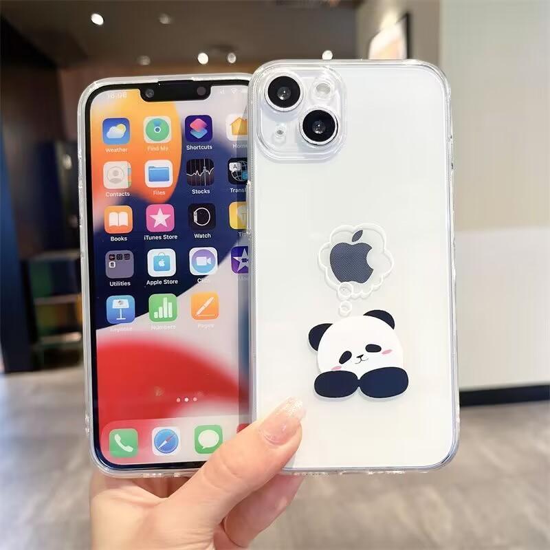 Funny Cute China Panda Clear Phone Case For iPhone16 15 14 13 12 11 Pro MAX Shockproof Covers