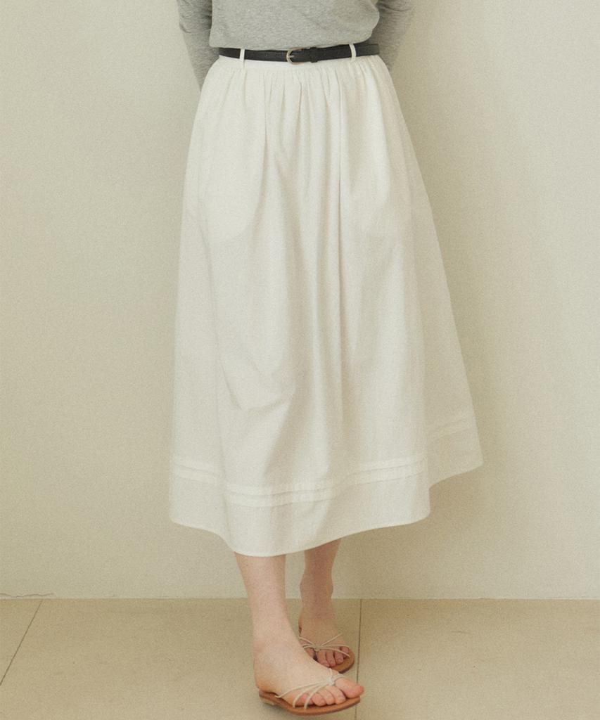 Our Hope Pintuck Shirred Long Skirt - White