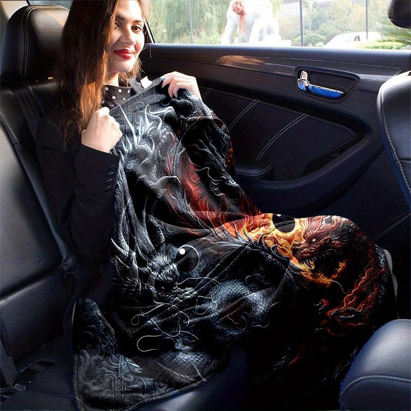 1pc The Epic Battle of Red and Black Dragons Blanket Home Decorative Throw for Room, Cute Gift Idea, Living Room, Travel, Camping, Car Blankets