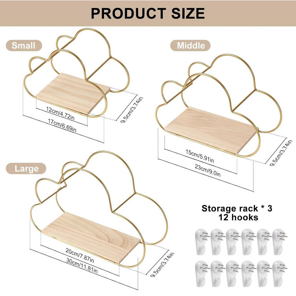 Floating Shelf Cloud Floating Shelves for Bedroom 3 Pieces Storage Organizer Modern Shelving Rack Home Decor for Living Room