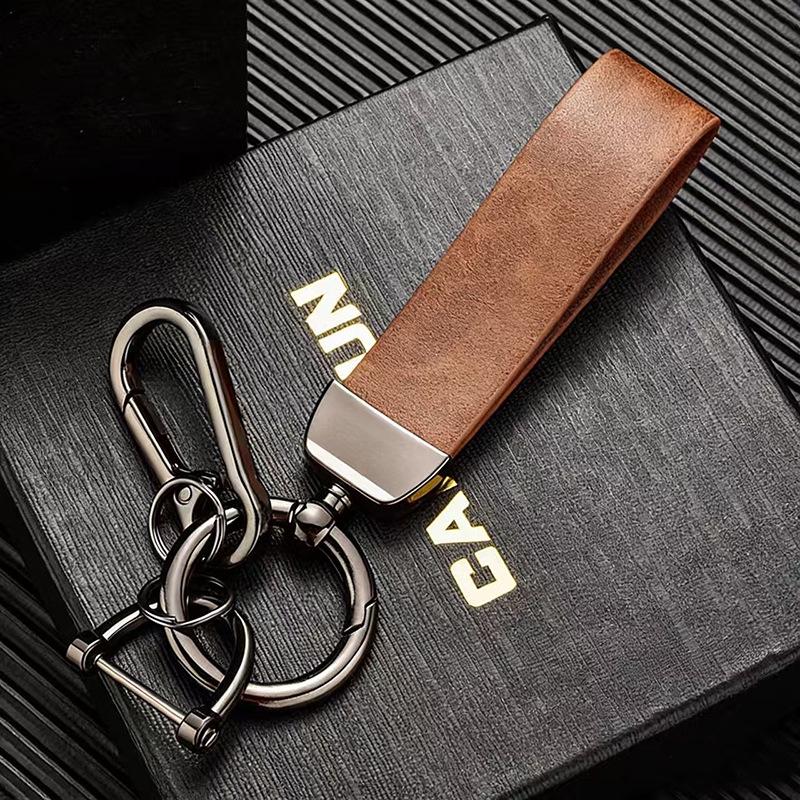 Men's Luxury Leather & Metal Keyring Gift