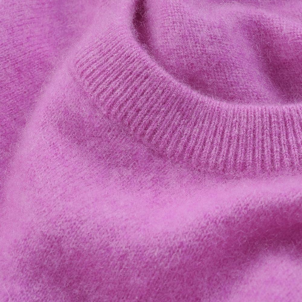 Dámský kašmírový svetr s kulatým výstřihem pro teplo a pohodlí pletený svetr s dlouhým rukávem