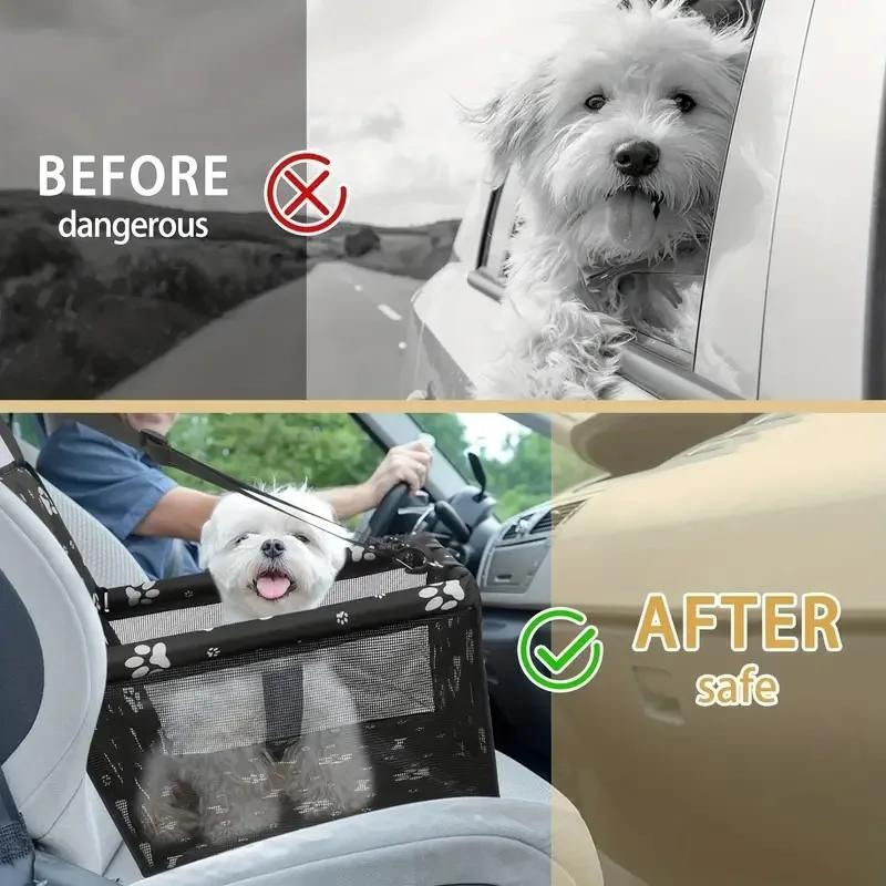 Pet Car Seat Hammock - Universal Dog and Cat, Non-Slip Bottom and Breathable Mesh - Rear Seat Protector for Small/Medium Pets