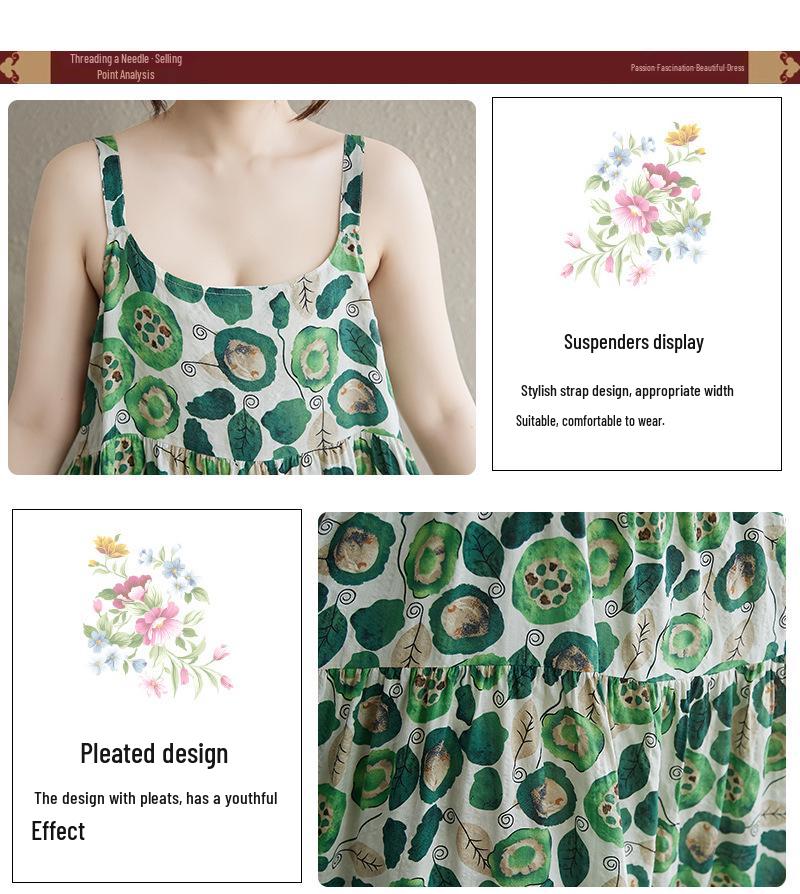 2025 Summer Sleeveless Cotton Linen Patchwork Maxi Dress