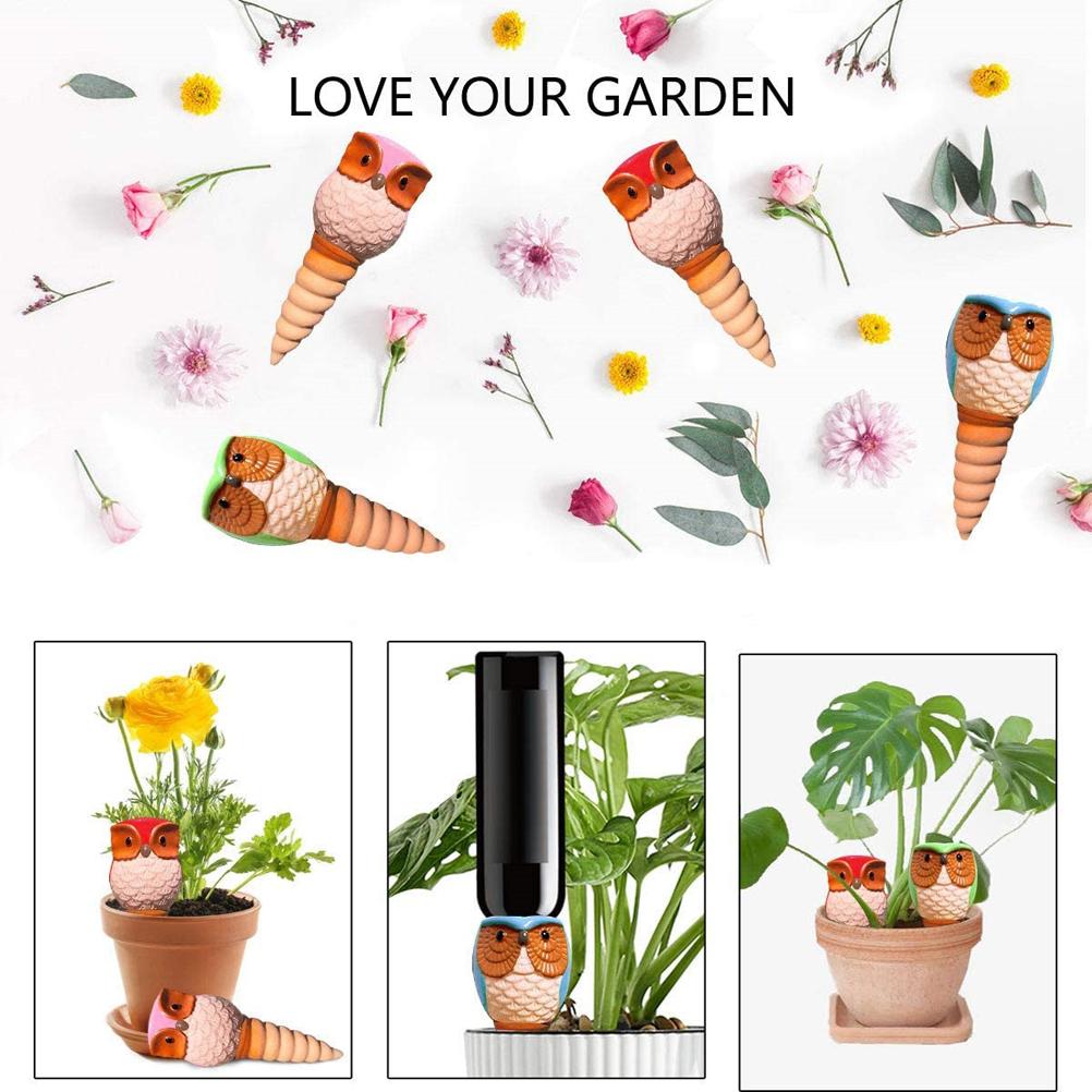6 st Uggla Växtbevattning Automatisk Vattningspinnar Terrakotta Spiralanordningar för Inomhus och