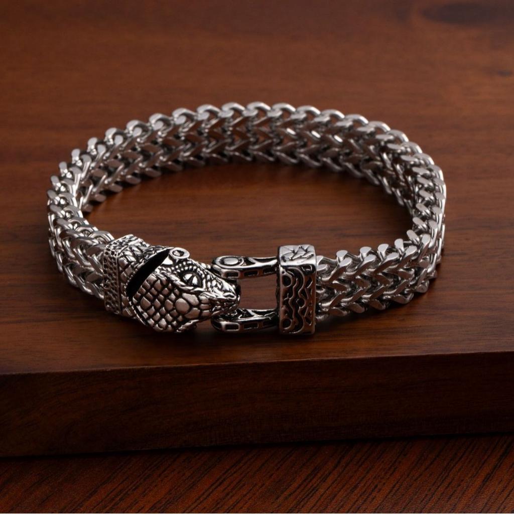 Men's Bracelet Retro Punk Style Stainless Steel Snake Head Beast Head Skull Jewelry Does Not Fade