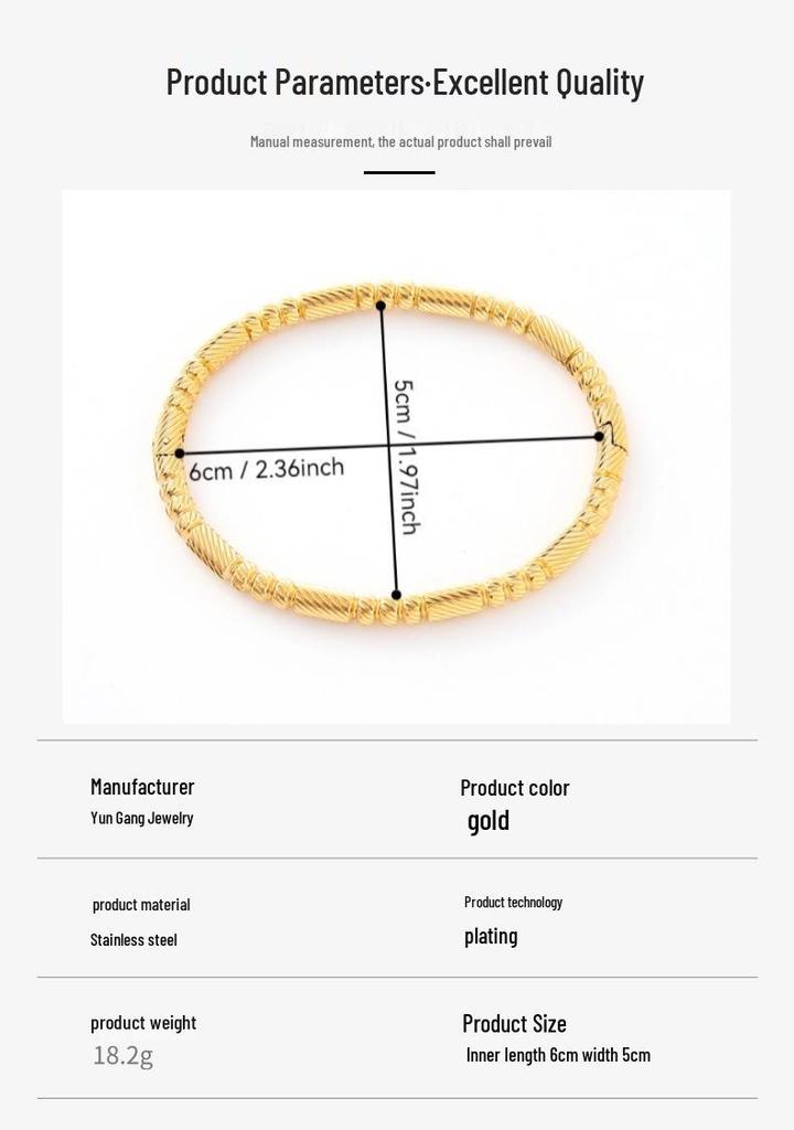 Premium Titanium Steel Gold Round Bead Bracelet - Durable, Stackable, Versatile Hand Jewelry