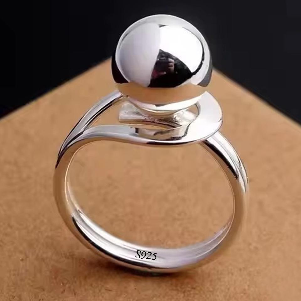 PANJBJ Real 925 Silver Retro Round Ring For 2 Rigns Women Chain Vintage Fine Jewelry Minimalist Accessories Gift