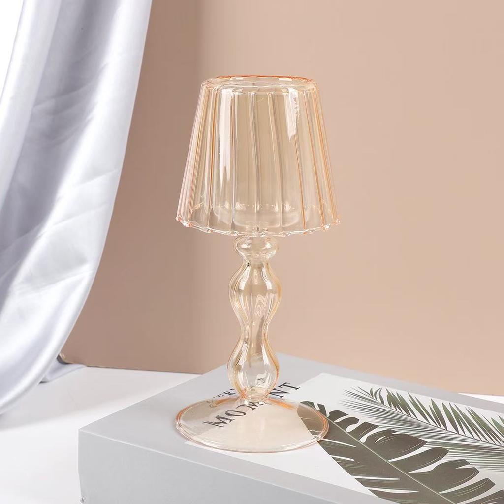 Factory Direct M Desk Lamp Shaped Glass Candle Holder Glass Candleholder Decorative Candle Stand For Table Wedding Party Centerp