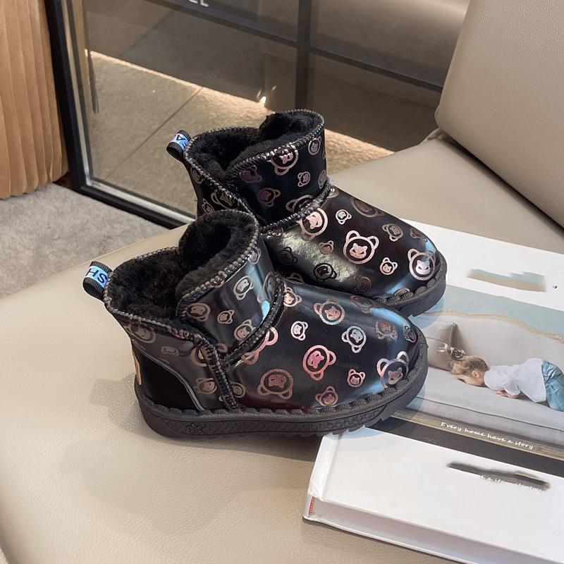 Girls' Snow Boots New Winter Soft Soles with Wool Thickened Princess Shoes Children Boys Cotton Shoes