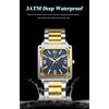 POEDAGAR Luxury Man Square Quartz Watch Waterproof Luminous Stainless Steel Watches Male Reloj+box