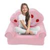 Foldable Kids Sofa 2 In 1   Open Cute Sofa Bed for Living Room Bedroom Crown Pattern Pink