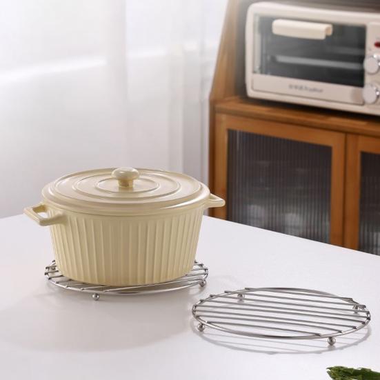 Thickened Stainless Steel Trivet with Non-Slip Feet Heat-Resistant Pot Mat for Hot Dishes Pans Bowls Rust-Proof Essential Kitchen Protector for Table
