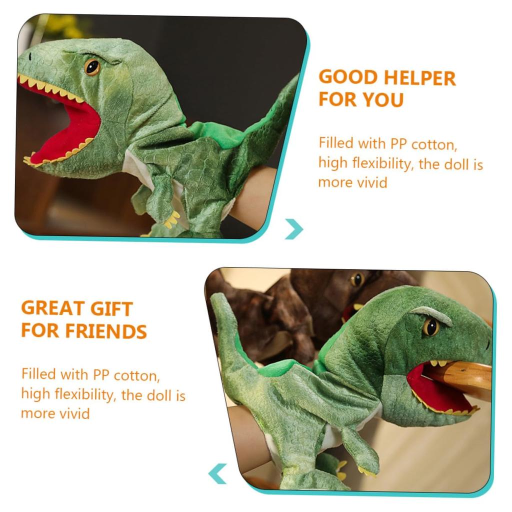Ledmomo Dinosaur Hand Puppet, Realistic Tyrannosaurus Plush Toy for Fingers, Pretend Play with Openable Mouth, Random Colors