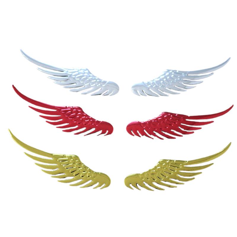 1Pair Car Auto Motorcycle Body Sticker 3D Eagle Angel Wings Badge Style Abs Decals Silver/Gold Exterior Accessories