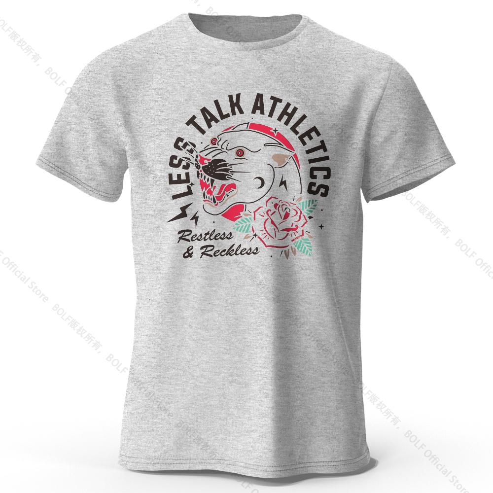 Men's Less Talk Athletics Printed T-Shirt 100% Cotton Harajuku Oversized Funny Graphic Tees for Men Women Summer Tops