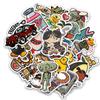 80-Sheet Set of American Retro Monster Waterproof Stickers for Phone Cases, Water Bottles, and Notebooks