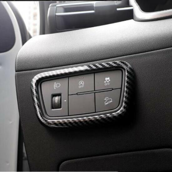 Carbon Fiber Headlight Switch Button Cover Trim For Hyundai Tucson 2021-2023