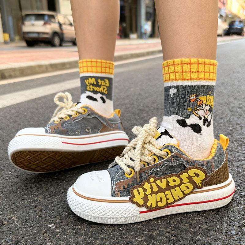 Joint Woody denim American big head shoes women's new casual board shoes platform heightening bread shoes