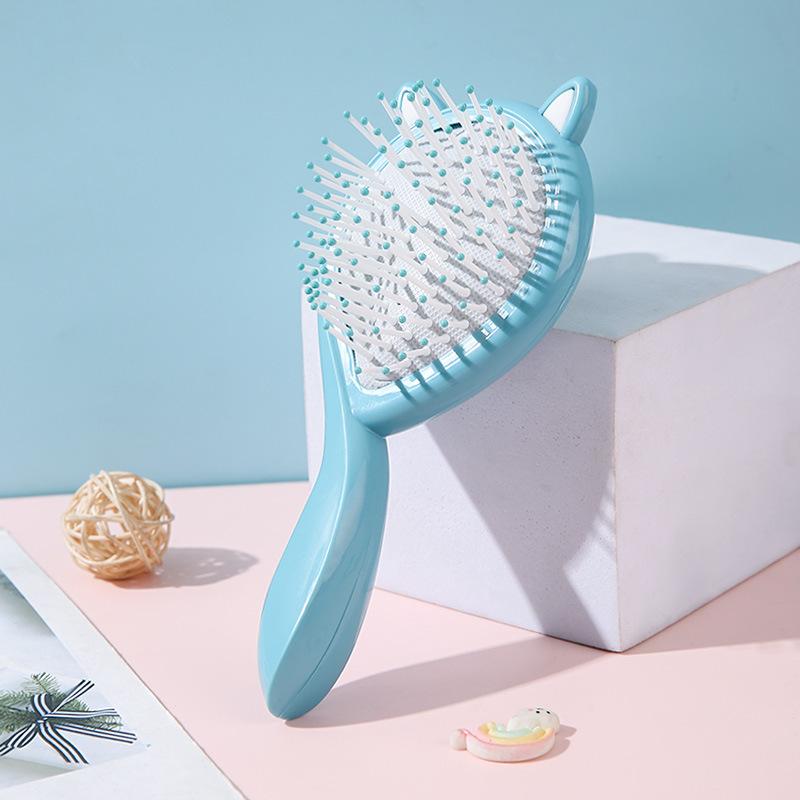 

1 шт. Новая расческа-подушка с котенком, милая мультяшная детская массажная расческа, расческа для вьющихся волос, расческа для прямых волос, цветная расческа-подушка синий