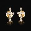 925 Sterling Silver Gold Plated White Diamond Stud Earrings Push Post Fine Jewelry Gift for Her