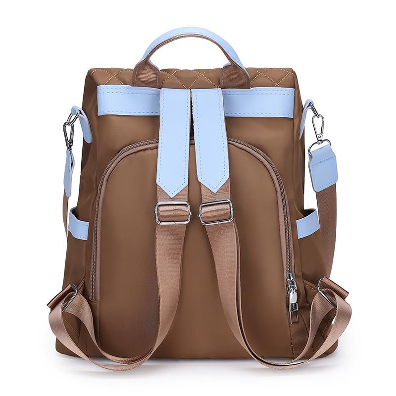 Casual Oxford Shoulder Bag Women's Block Color Backpack Large Capacity Waterproof Backpack