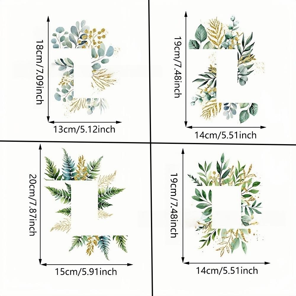 4pcs/set DIY Flower Leaf Switch Sticker Removable Waterproof Green Plant Switch Sticker Self-adhesive Leaf Decal Living Room