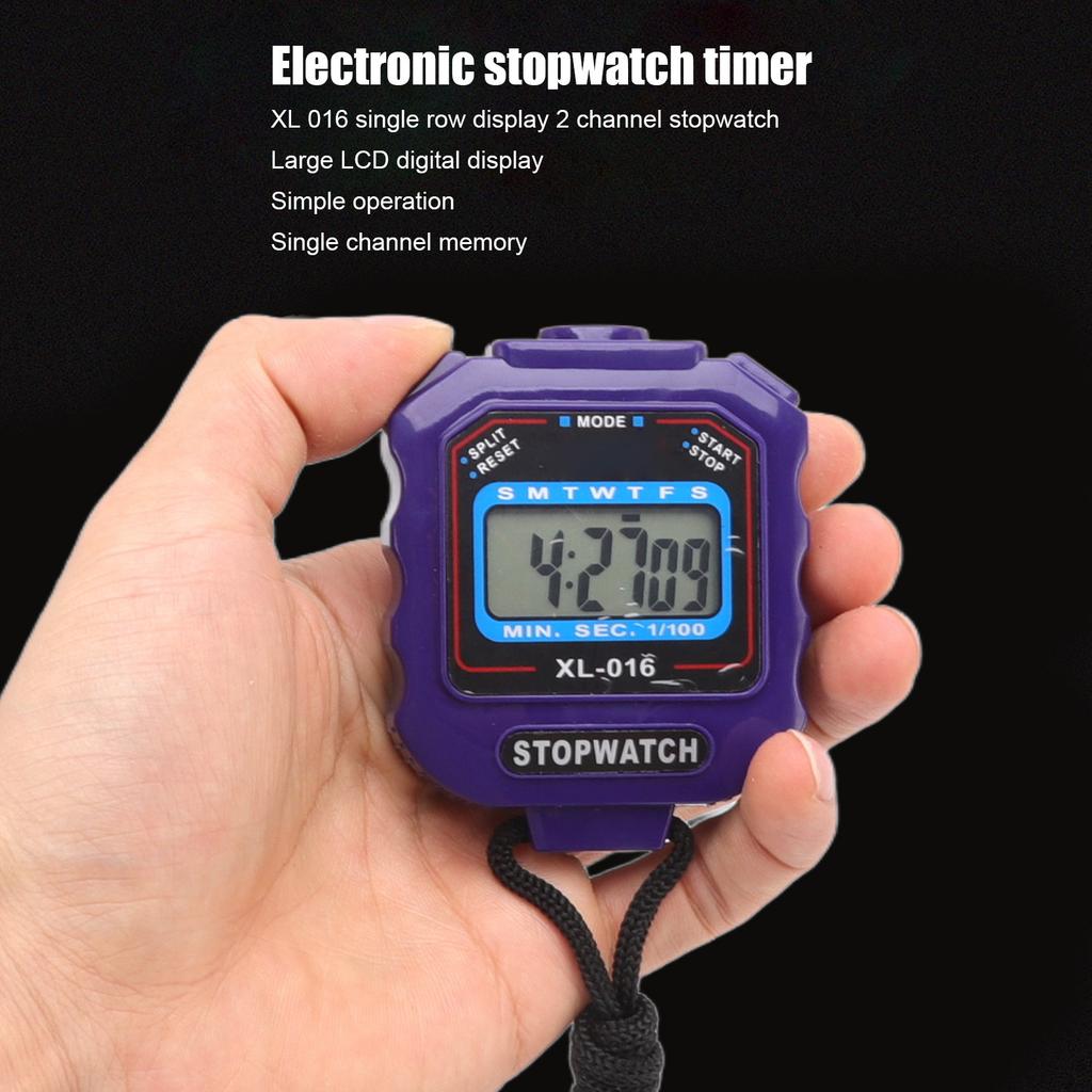 Electronic Stopwatch Single Row 2 Display Sports Stopwatch Timer Athletic Contest Clock Stopwatch with  13 Button Battery XL 016