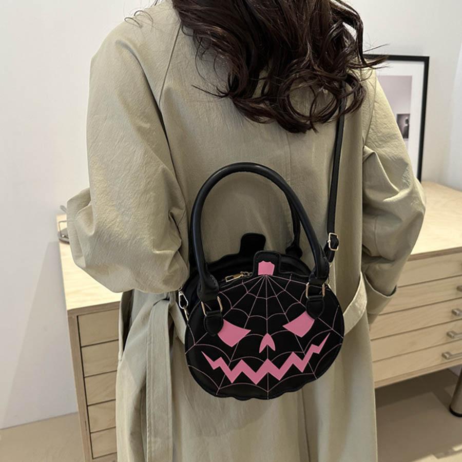 Halloween Single-shoulder Bag Color-blocking Hand-held Women's Bag Simple PU Leather Crossbody Pumpkin Bag CLE