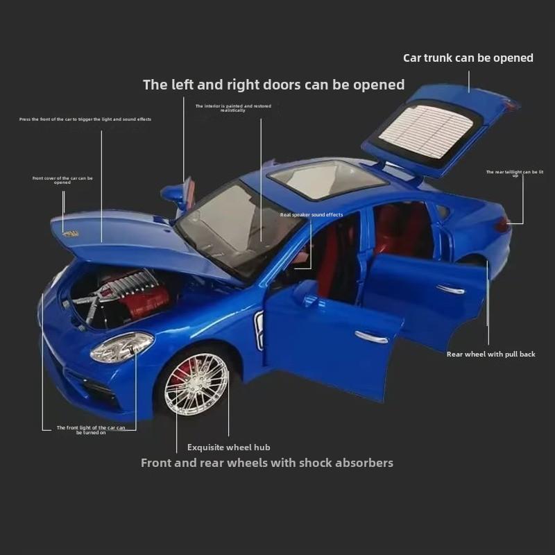 Nowy 1:18 Porsche Panamera Alloy Car Die-casting Model Symulacja Dźwięk i światło Samochód Pull Back Dekoracja domu dla dzieci Kolekcja Zabawka Prezent dla chłopca